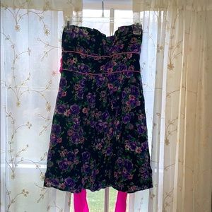 Black and Pink Strapless Dress